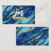 Fett Blue & Gold Marble Moderne Visitenkarte (Vorne/Hinten)