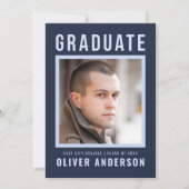 Fett Blue Graduate Ankündigung und Grad Party (Vorderseite)