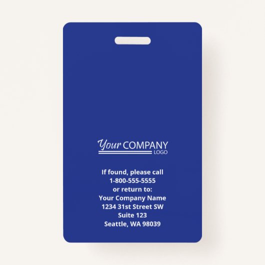 Fett-Blue-Logo-Eintrag Mitarbeiter-Foto-ID Ausweis (Rückseite)