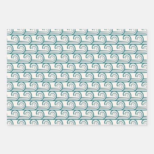 Fett Blue Ocean Waves Muster Geschenkpapier Set (Vorderseite)
