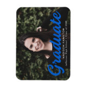 Fett Blue Script Foto Abschluss Ankündigung Magnet (Vertikal)