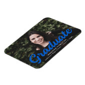 Fett Blue Script Foto Abschluss Ankündigung Magnet (Linke Seite)