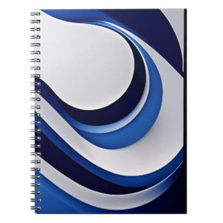 Fett Blue White Futuristic Wave Notebook Notizblock