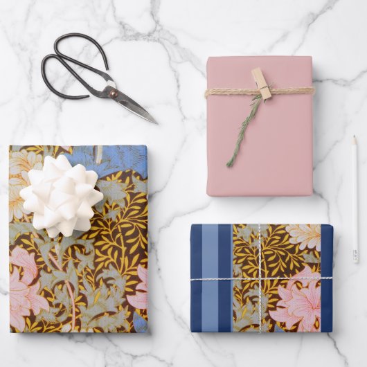 Fett Blumenmuster Wm Morris Design Geschenkpapier Set (Vorderseite)