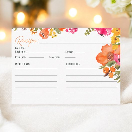 Fett Blumenorange Blumenapfel Brautparty Rezept Begleitkarte