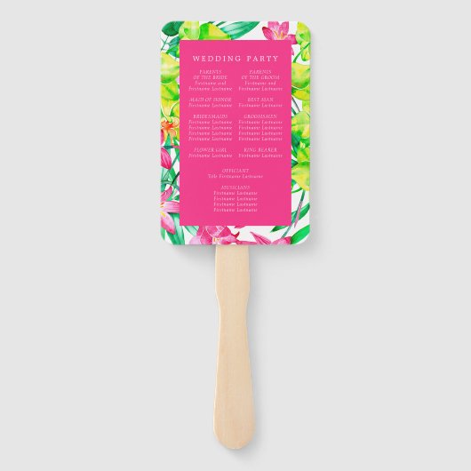 Fett-Blumenrosa-Hochzeitsprogramm Fächer (Rückseite)
