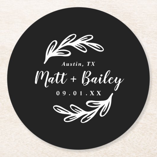 Fett-Branch-Hochzeitpapier-Rundpapier-Untersetzer Runder Pappuntersetzer (Vorderseite)