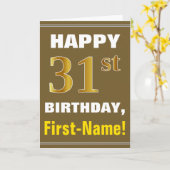Fett, braun, Imitate Gold 31. Geburtstag mit Name  Karte (Gelbe Blume)