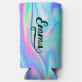 Fett Brush Script Name endet mit einem Aqua Irides Selters Dosenkühler (Vorderseite)