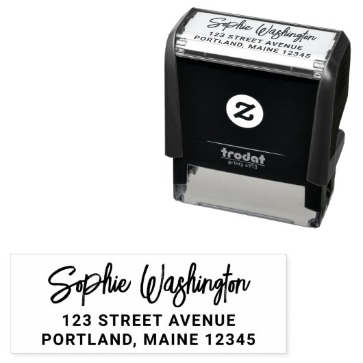 Fett Brush Script Name-Rücksendeadresse Permastempel (Beispiel)