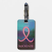 Fett Brustkrebs Bewusstsein Pink Ribbon Abstrakt Gepäckanhänger (Rückseite vertikal)