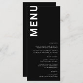 Fett Buchstaben Minimales Black Wedding Menü Menükarte (Vorne/Hinten)