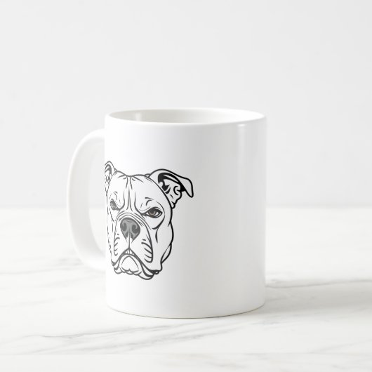 Fett Bulldog-Gesicht-Illustration Kaffeetasse (Vorderseite Links)