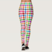 Fett Bunt Regenbogen Gingham Karo - Weiß Leggings (Rückseite)