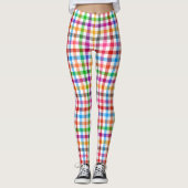 Fett Bunt Regenbogen Gingham Karo - Weiß Leggings (Vorderseite)