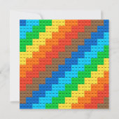 Fett bunte Bricks Gebäude Blocks Geburtstag Einladung (Rückseite)