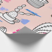 Fett Cactus Sketch Pattern Geschenkpapier (Ecke)