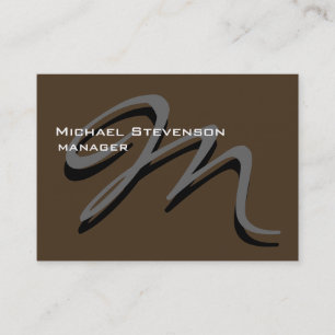 Fett Café Noir Grau Monogram Visitenkarte