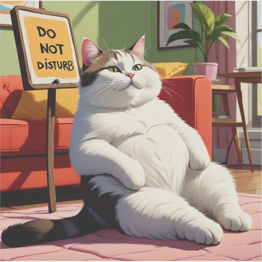 Fett Cat Funny nicht stören Aufkleber (Vorderseite)