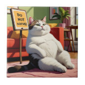 Fett Cat Funny nicht stören Fliese (Vorderseite)