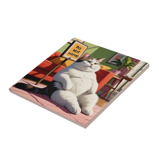 Fett Cat Funny nicht stören Fliese (Seite)