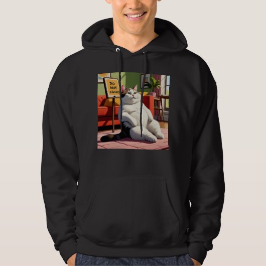 Fett Cat Funny nicht stören Hoodie (Vorderseite)