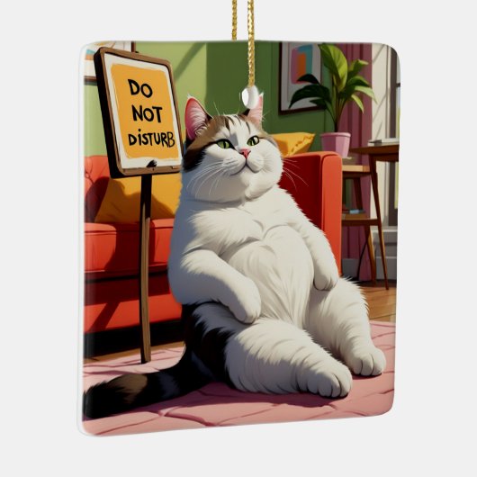 Fett Cat Funny nicht stören Keramikornament (Rechts)