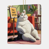 Fett Cat Funny nicht stören Keramikornament (Links)