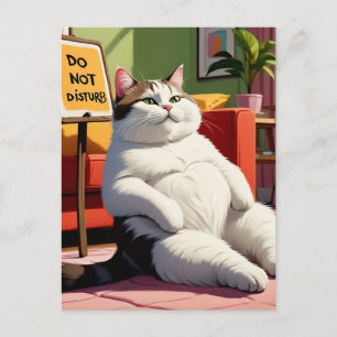 Fett Cat Funny nicht stören Postkarte