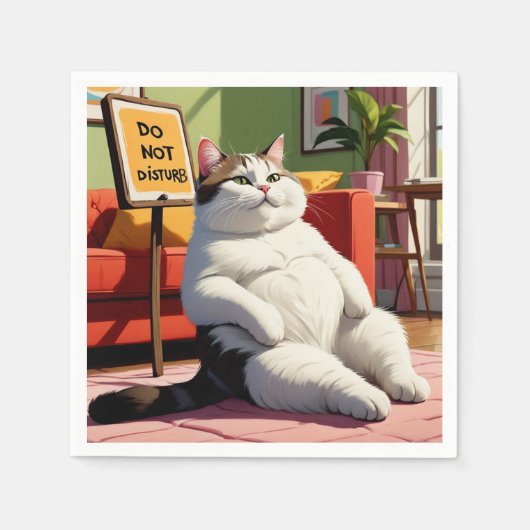 Fett Cat Funny nicht stören Serviette (Vorderseite)