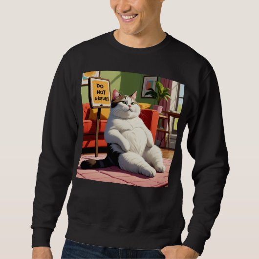 Fett Cat Funny nicht stören Sweatshirt (Vorderseite)