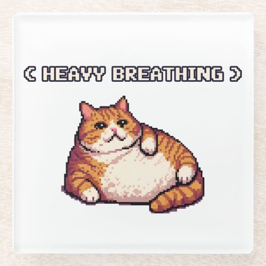 Fett-Cat-Mem-Pixelkunst Glasuntersetzer (Vorderseite)