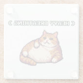 Fett-Cat-Mem-Pixelkunst Glasuntersetzer (Rückseite)