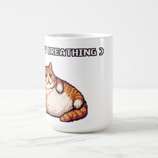 Fett-Cat-Mem-Pixelkunst Kaffeetasse (Mittel)