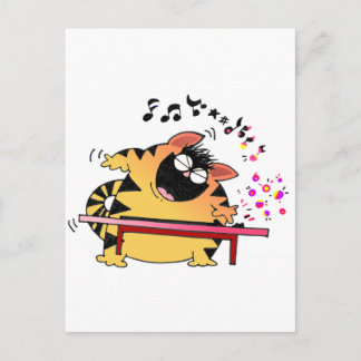 Fett-Cat-Play-Tastatur Postkarte