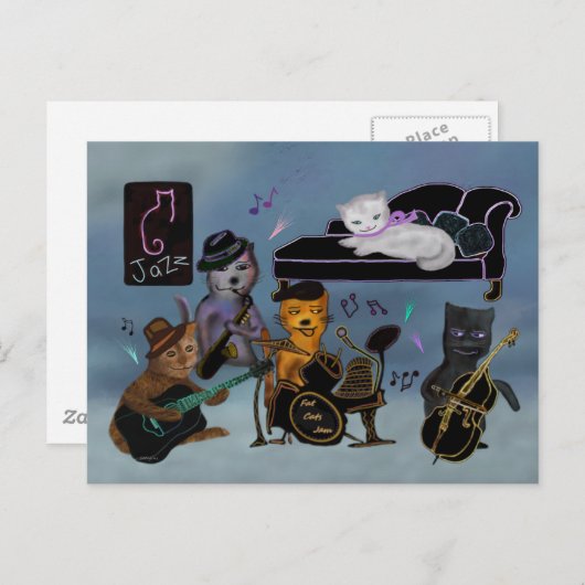 Fett Cats Jam Postkarte (Vorne/Hinten)