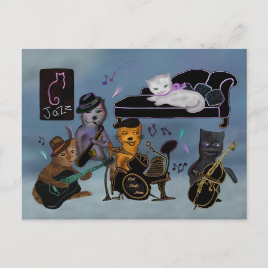 Fett Cats Jam Postkarte (Vorderseite)