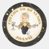 Fett Cheers to 80 für Ihr Gold Black 80. Geburtsta Runder Aufkleber (Vorderseite)