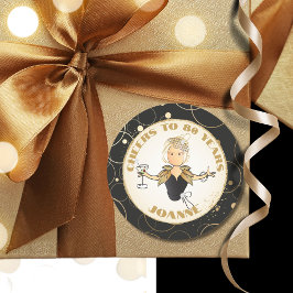 Fett Cheers to 80 für Ihr Gold Black 80. Geburtsta Runder Aufkleber