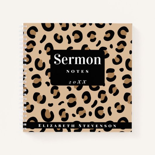 Fett Cheetah Print Sermon Notes Hinzufügen Jahr &  Notizblock (Vorderseite)
