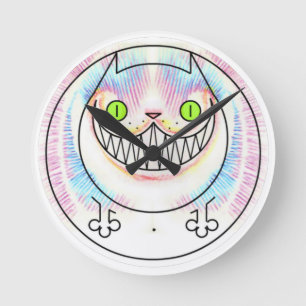 Fett-Cheshire-Katze Acrylwand-Uhr Runde Wanduhr
