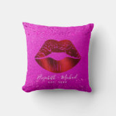 Fett Chic Red Foil Lips Pink Glitzer Individuelle  Kissen (Vorderseite)