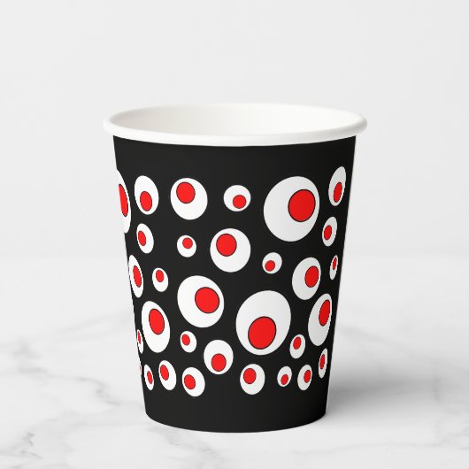 Fett Circle Abstract Design Red White Black Pappbecher (Rückseite)