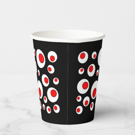 Fett Circle Abstract Design Red White Black Pappbecher (Rechts)