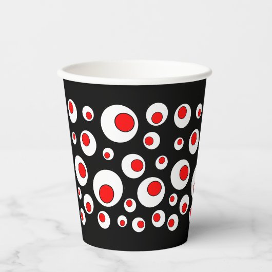Fett Circle Abstract Design Red White Black Pappbecher (Vorderseite)