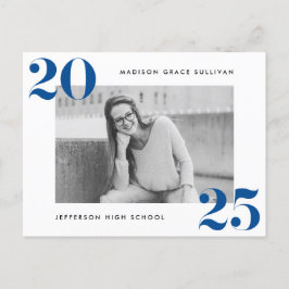 Fett Class of 2024 Blue Foto Graduation Party Einladungspostkarte