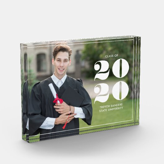 Fett "Class of 2025" Personalisierter Abschluss Fotoblock (Links)