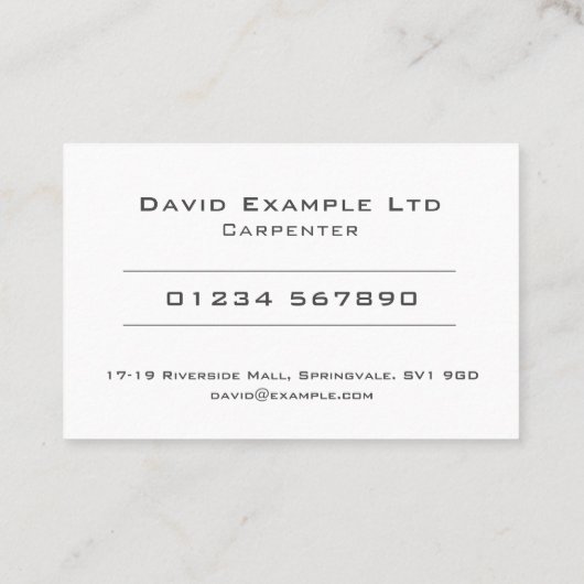 Fett & Clear Carpenter & Joiner Design Visitenkarte (Rückseite)