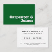 Fett & Clear Carpenter & Joiner Design Visitenkarte (Vorne/Hinten)