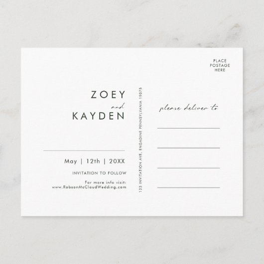 Fett Country Sunflower Script | Holz Save the Date Einladungspostkarte (Rückseite)